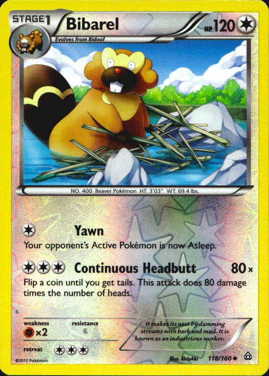 Bibarel 118/160 Uncommon Primal Clash Pokemon Reverse Holo Near Mint