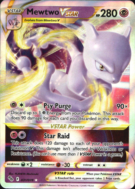 Mewtwo VSTAR 031/078 Holo Rare VSTAR Pokemon GO Pokemon Near Mint