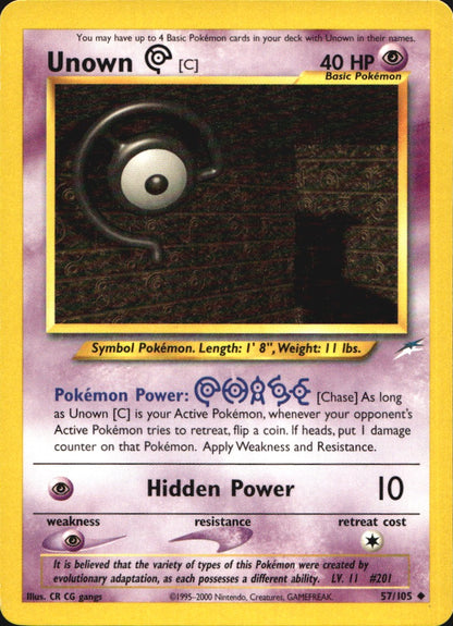 Unown [C] 57/105 Uncommon Neo Destiny Pokemon Near Mint