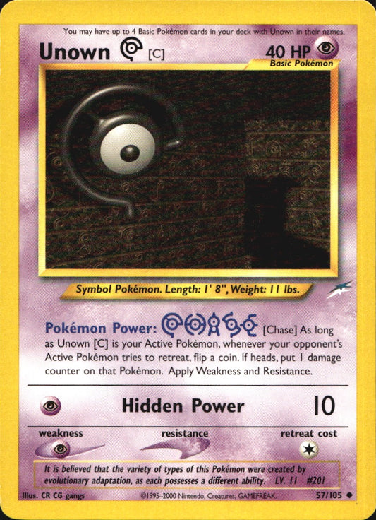 Unown [C] 57/105 Uncommon Neo Destiny Pokemon Near Mint