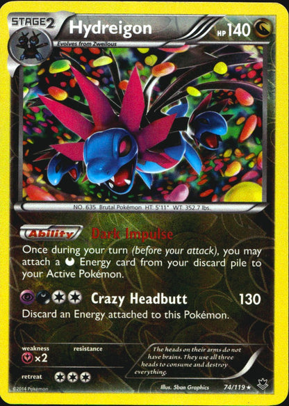 Hydreigon 74/119 Rare Phantom Forces Pokemon Reverse Holo Near Mint