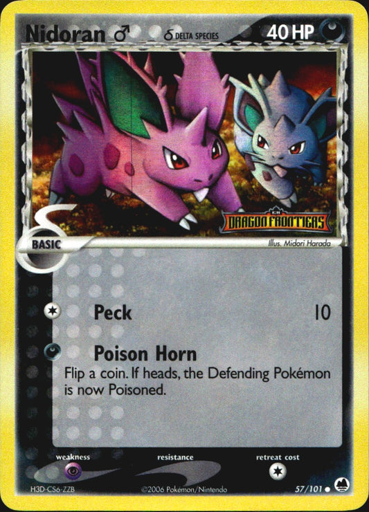 Nidoran M 57/101 Common Dragon Frontiers Pokemon Reverse Holo Near Mint