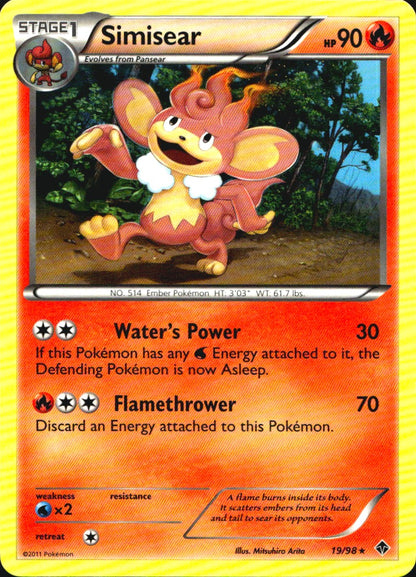 Simisear 19/98 Rare Emerging Powers Pokemon Near Mint