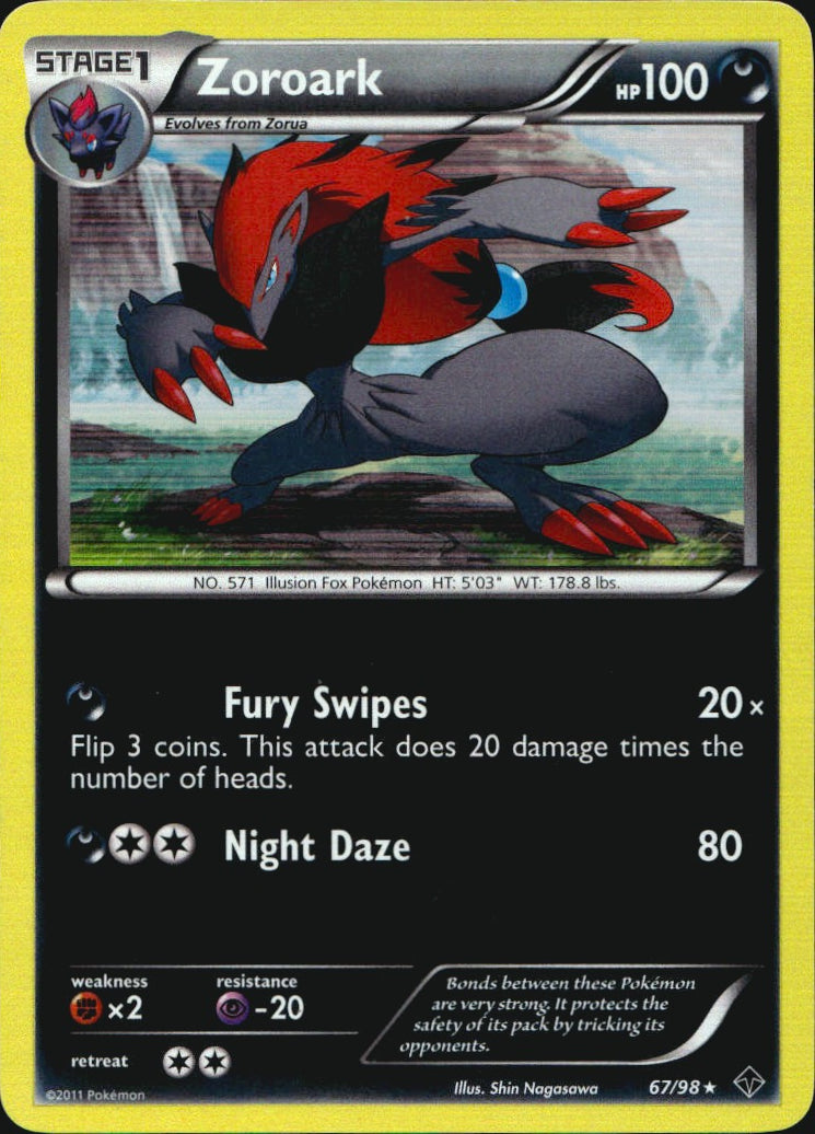Zoroark 67/98 Holo Rare Emerging Powers Pokemon Near Mint