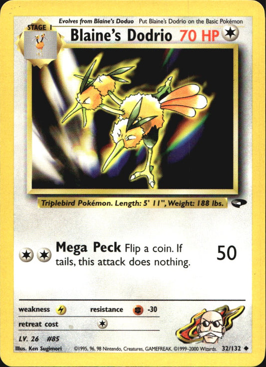 Blaine's Dodrio 32/132 Uncommon Gym Challenge Pokemon Near Mint