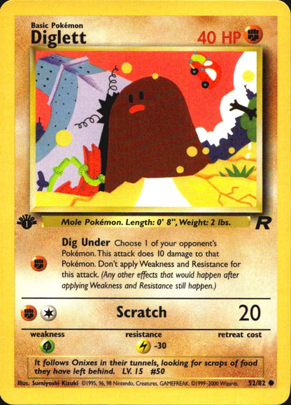 Diglett 52/82 Common Team Rocket Pokemon 1st Edition Near Mint