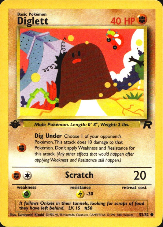 Diglett 52/82 Common Team Rocket Pokemon 1st Edition Near Mint