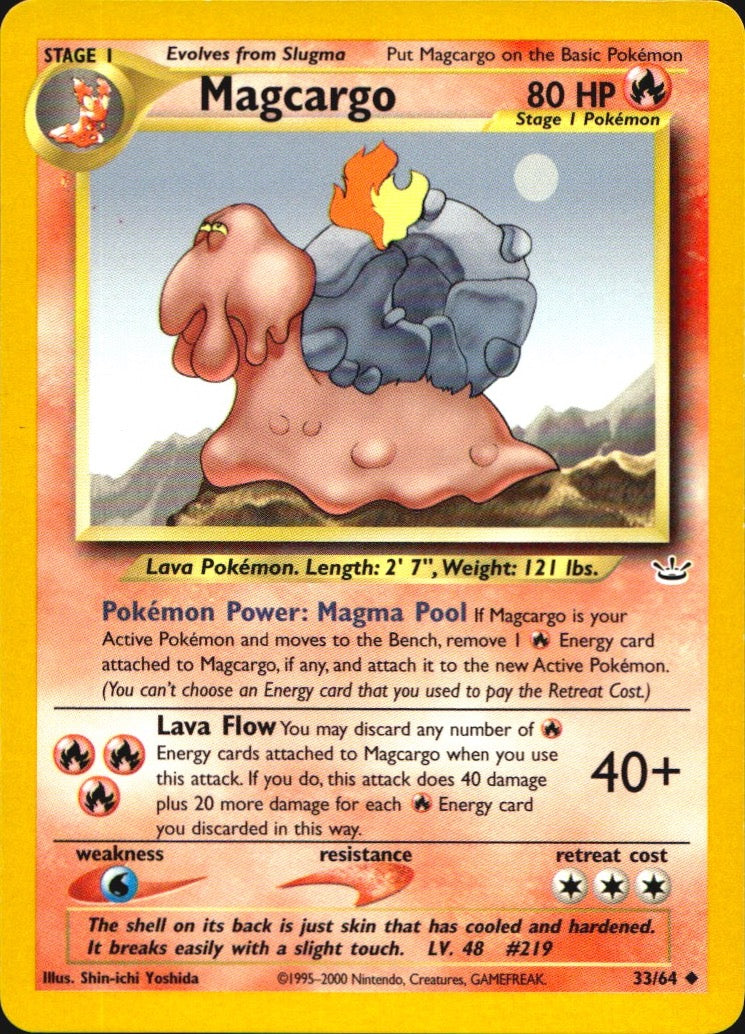 Magcargo 33/64 Uncommon Neo Revelation Pokemon Near Mint