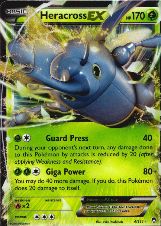 Heracross EX 4/111 Holo EX Rare Furious Fists Pokemon Near Mint