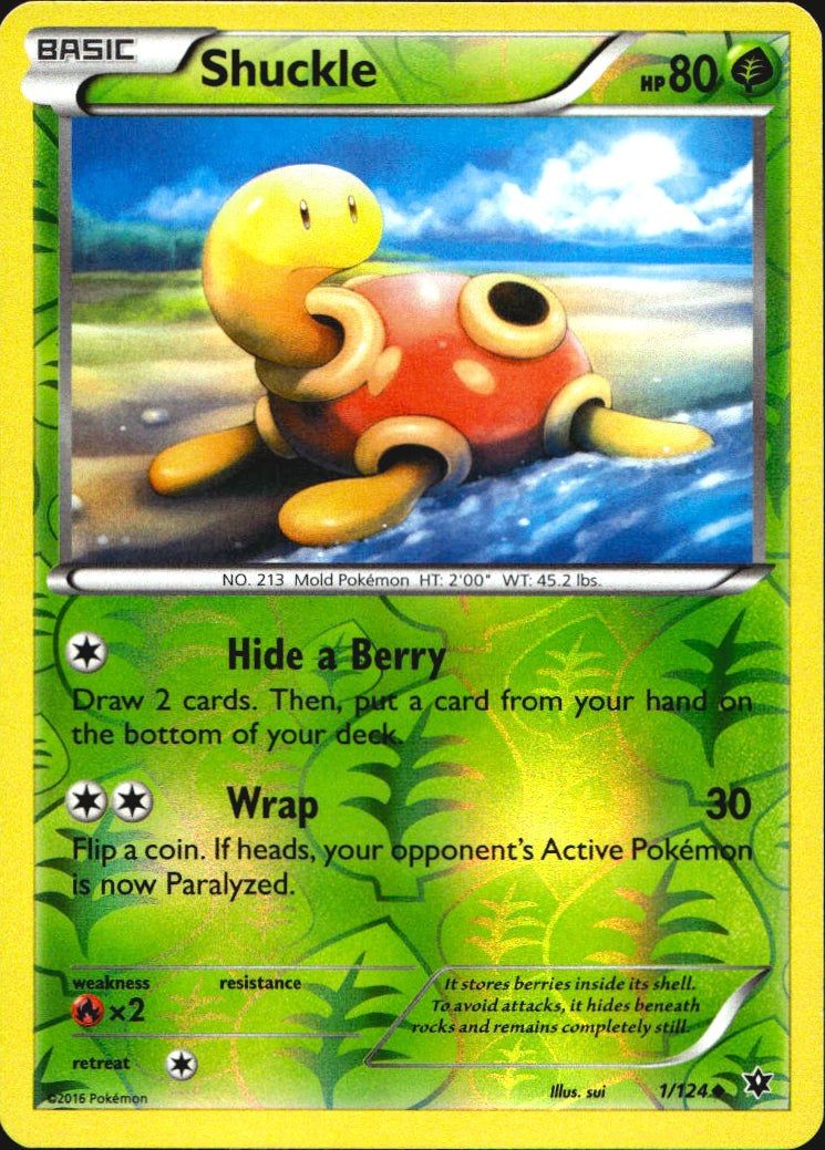 Shuckle 1/124 Uncommon Fates Collide Pokemon Reverse Holo Near Mint
