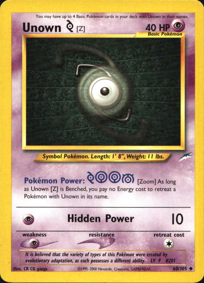 Unown [Z] 60/105 Uncommon Neo Destiny Pokemon Near Mint