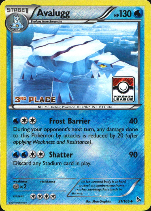 Avalugg 31/106 3rd Place Stamp Uncommon Flashfire Pokemon Near Mint