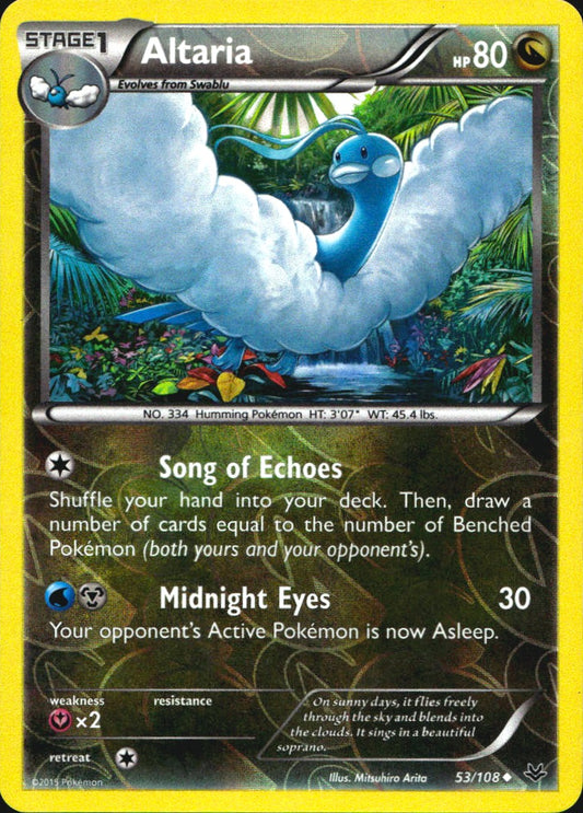 Altaria 53/108 Uncommon Roaring Skies Pokemon Reverse Holo Near Mint