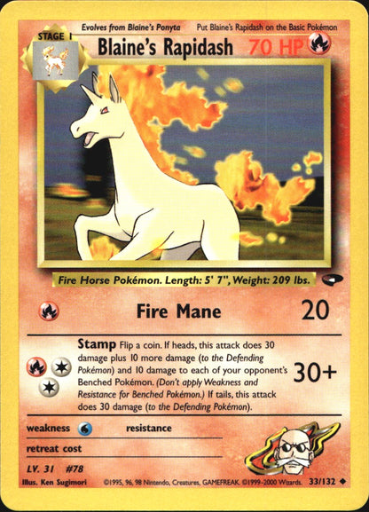 Blaine's Rapidash 33/132 Uncommon Gym Challenge Pokemon Near Mint