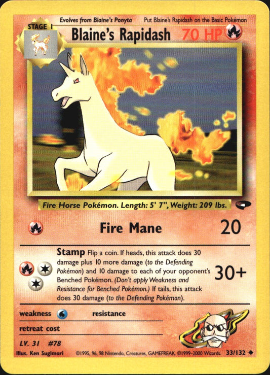 Blaine's Rapidash 33/132 Uncommon Gym Challenge Pokemon Near Mint