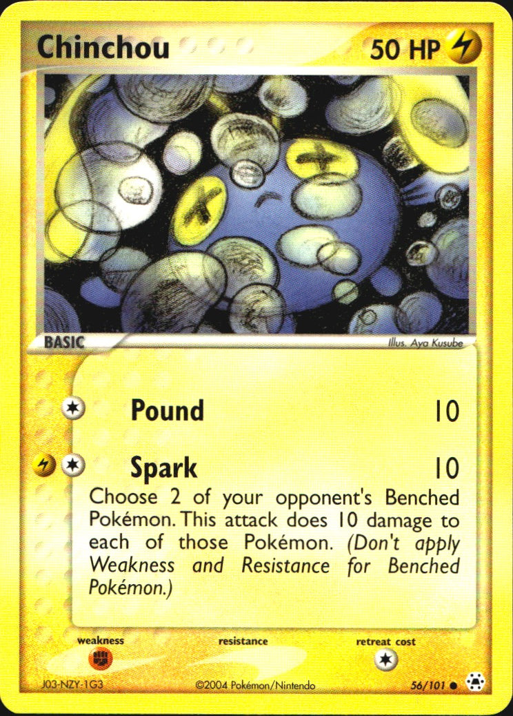 Chinchou 56/101 Common Hidden Legends Pokemon Near Mint
