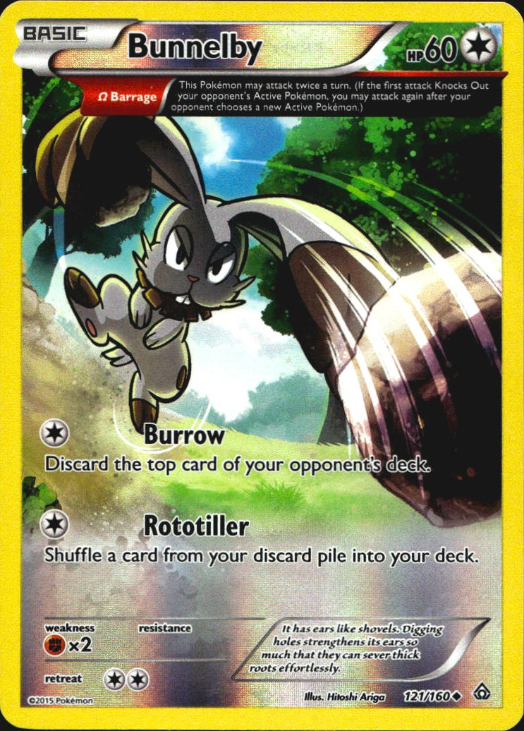 Bunnelby 121/160 Uncommon Primal Clash Pokemon Reverse Holo Near Mint