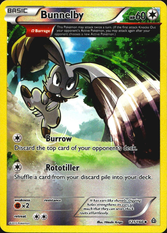 Bunnelby 121/160 Uncommon Primal Clash Pokemon Reverse Holo Near Mint