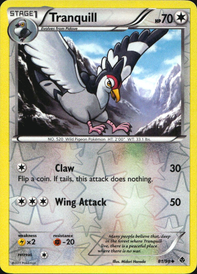 Tranquill 81/98 Uncommon Emerging Powers Pokemon Reverse Holo Near Mint