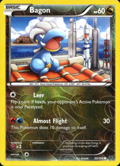 Bagon 55/108 Common Roaring Skies Pokemon Reverse Holo Near Mint