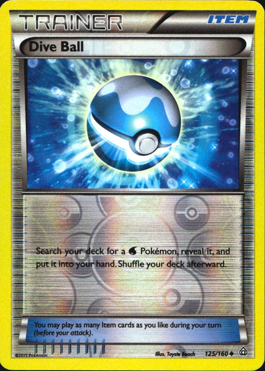 Dive Ball 125/160 Uncommon Primal Clash Pokemon Reverse Holo Near Mint
