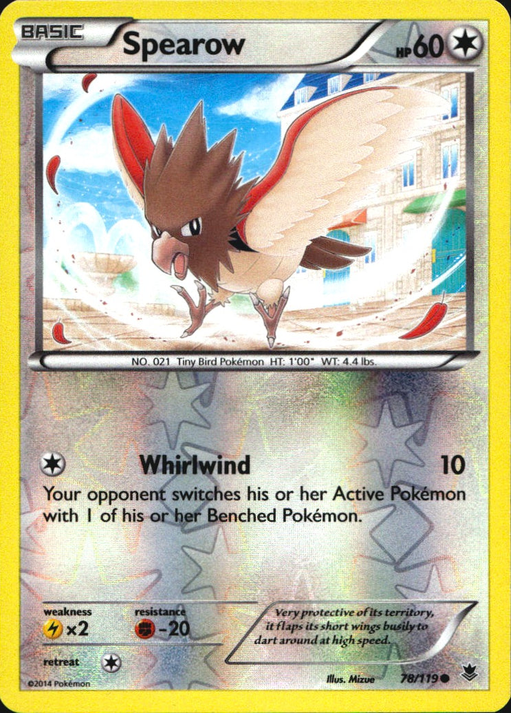 Spearow 78/119 Common Phantom Forces Pokemon Reverse Holo Near Mint