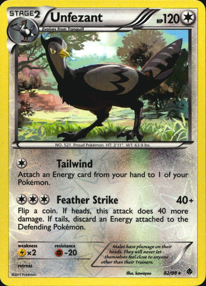 Unfezant 82/98 Rare Emerging Powers Pokemon Reverse Holo Near Mint