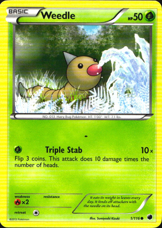 Weedle 1/116 Common Plasma Freeze Pokemon Near Mint