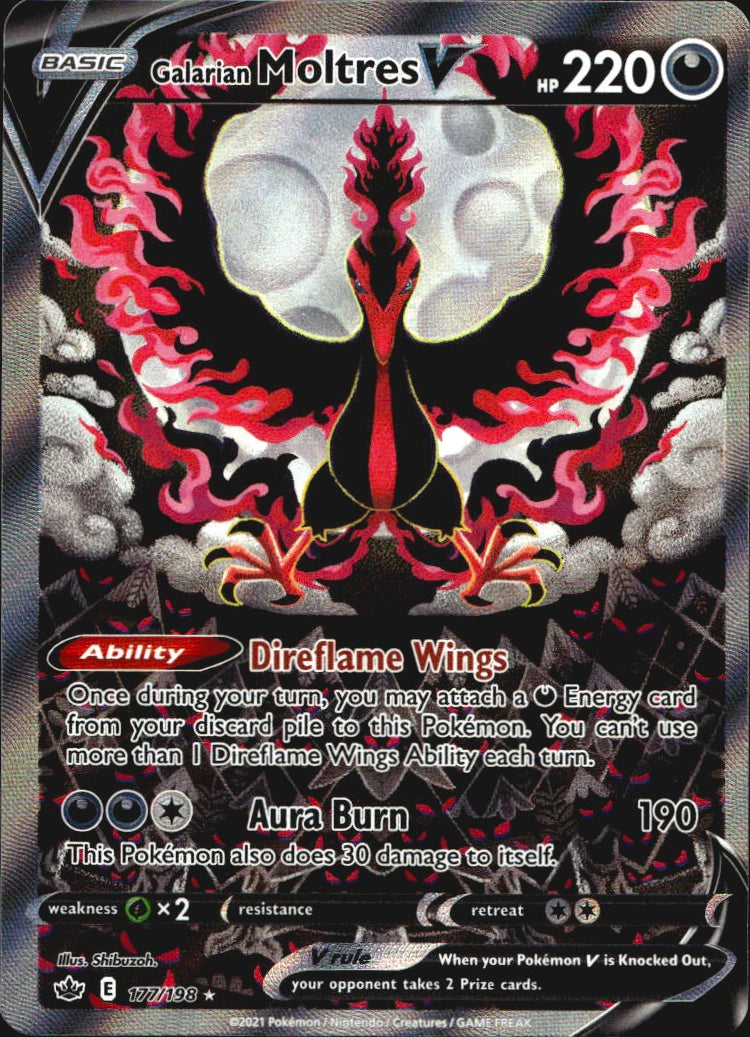 Galarian Moltres V 177/198 Ultra Rare Chilling Reign Near Mint