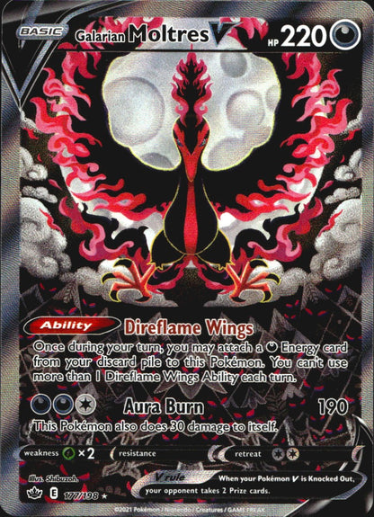 Galarian Moltres V 177/198 Ultra Rare Chilling Reign Near Mint