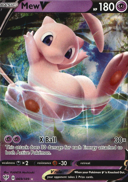 Mew V 069/189 Holo Rare V Darkness Ablaze Pokemon Near Mint