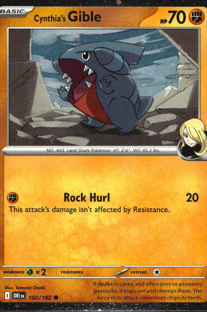 Cynthia's Gible 102/182 Cosmos Holo Common Destined Rivals Pokemon Near Mint