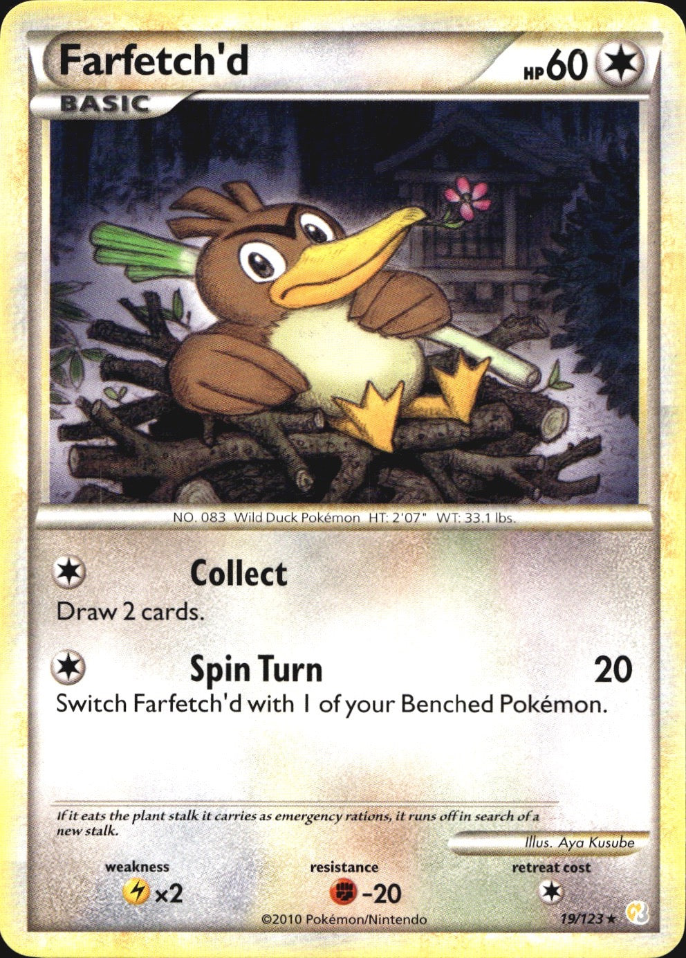 Farfetch'd 19/123 Rare HeartGold & SoulSilver Pokemon Near Mint