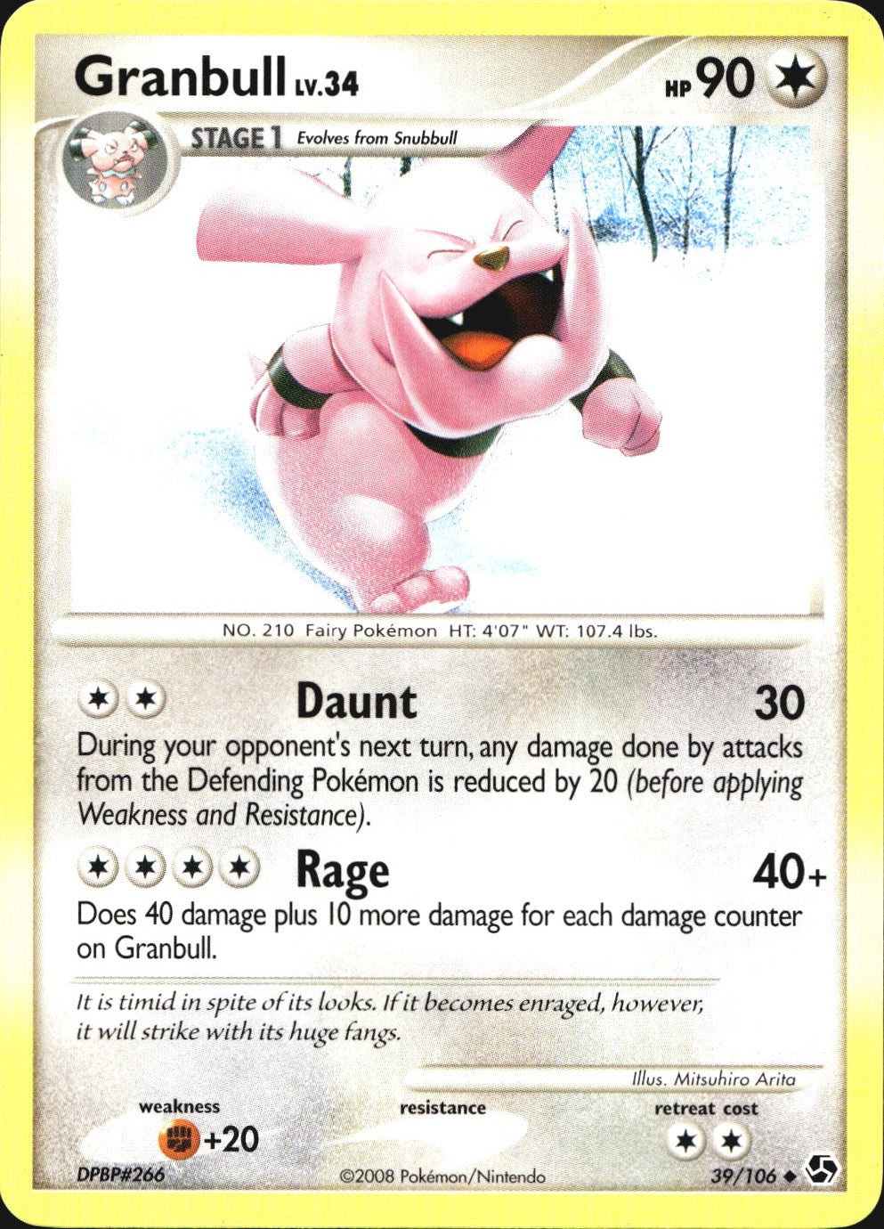 Granbull 39/106 Uncommon Great Encounters Pokemon Near Mint