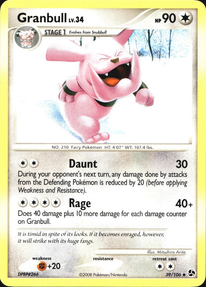 Granbull 39/106 Uncommon Great Encounters Pokemon Near Mint