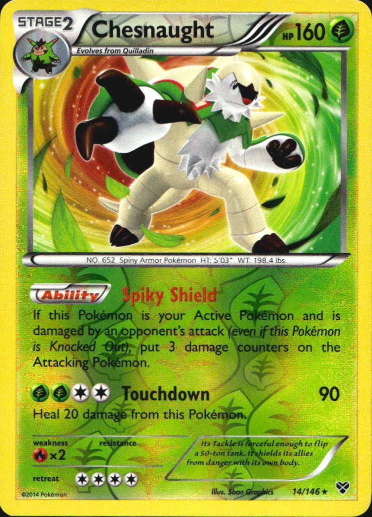 Chesnaught 14/146 Holo Rare XY Pokemon Reverse Holo Near Mint