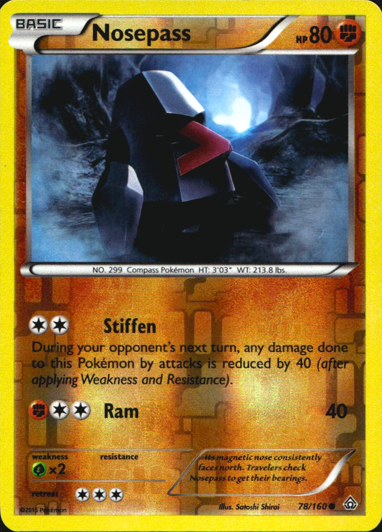Nosepass 78/160 Common Primal Clash Pokemon Reverse Holo Near Mint
