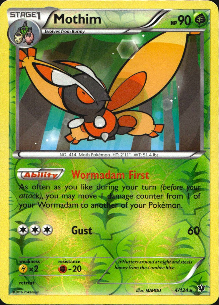 Mothim 4/124 Rare Fates Collide Pokemon Reverse Holo Near Mint
