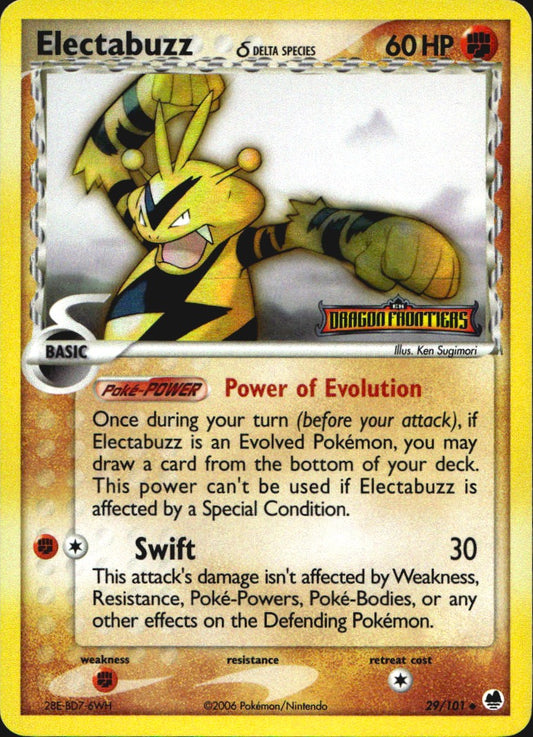 Electabuzz 29/101 Uncommon Dragon Frontiers Pokemon Reverse Holo Near Mint
