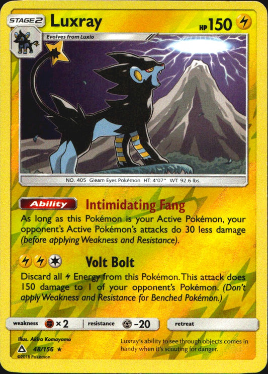 Luxray 48/156 Holo Rare Ultra Prism Pokemon Reverse Holo Near Mint