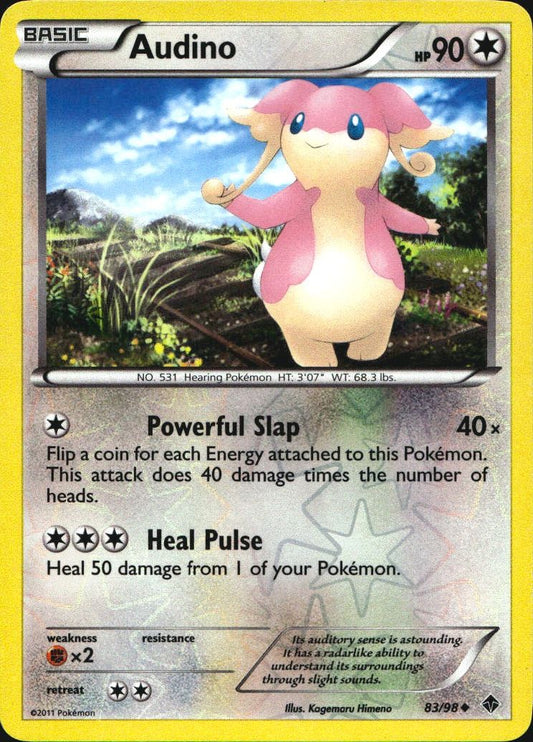 Audino 83/98 Uncommon Emerging Powers Pokemon Reverse Holo Near Mint