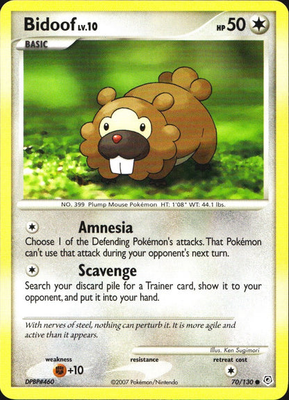 Bidoof 70/130 Common Diamond & Pearl Pokemon Near Mint