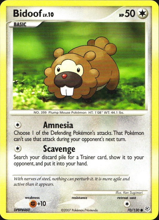Bidoof 70/130 Common Diamond & Pearl Pokemon Near Mint