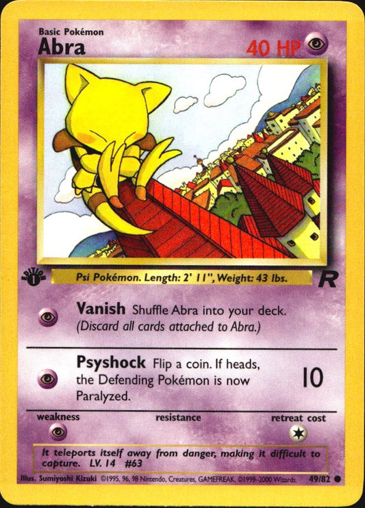 Abra 49/82 Common Team Rocket Pokemon 1st Edition Near Mint