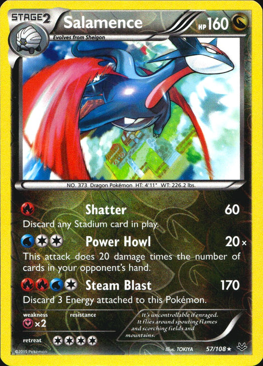 Salamence 57/108 Holo Rare Roaring Skies Pokemon Reverse Holo Near Mint