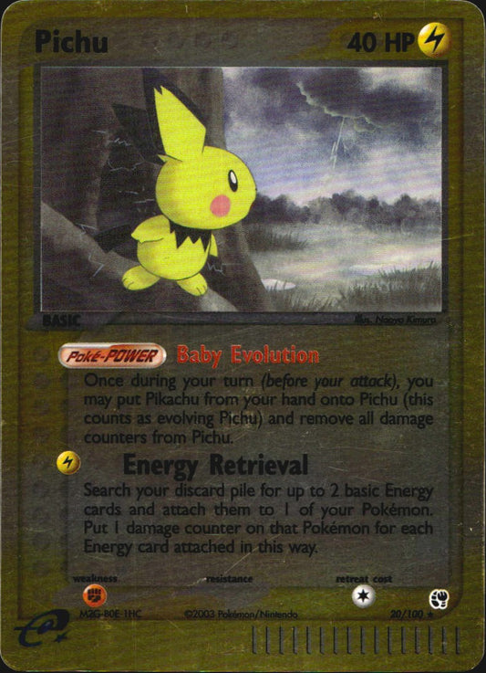 Pichu 20/100 Rare Sandstorm Pokemon Reverse Holo Near Mint