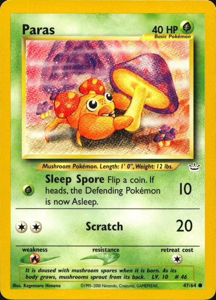 Paras 47/64 Common Neo Revelation Pokemon Near Mint