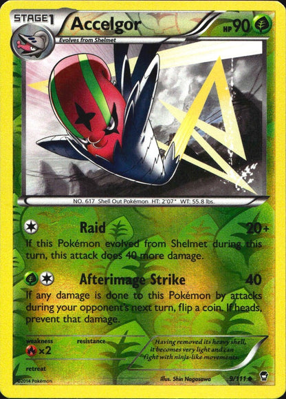 Accelgor 9/111 Uncommon Furious Fists Pokemon Reverse Holo Near Mint
