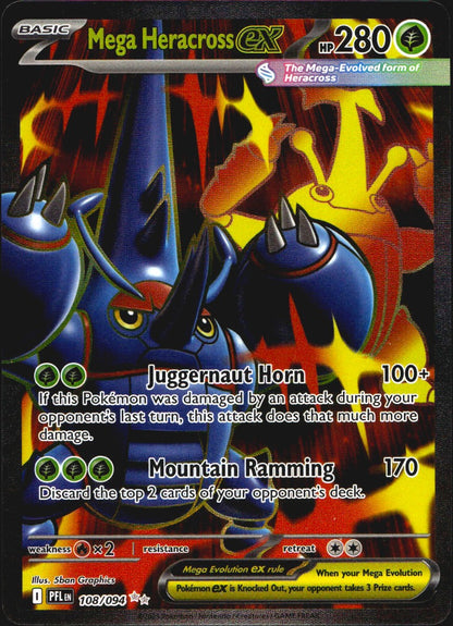 Mega Heracross ex 108/094 Ultra Rare Phantasmal Flames Pokemon Near Mint