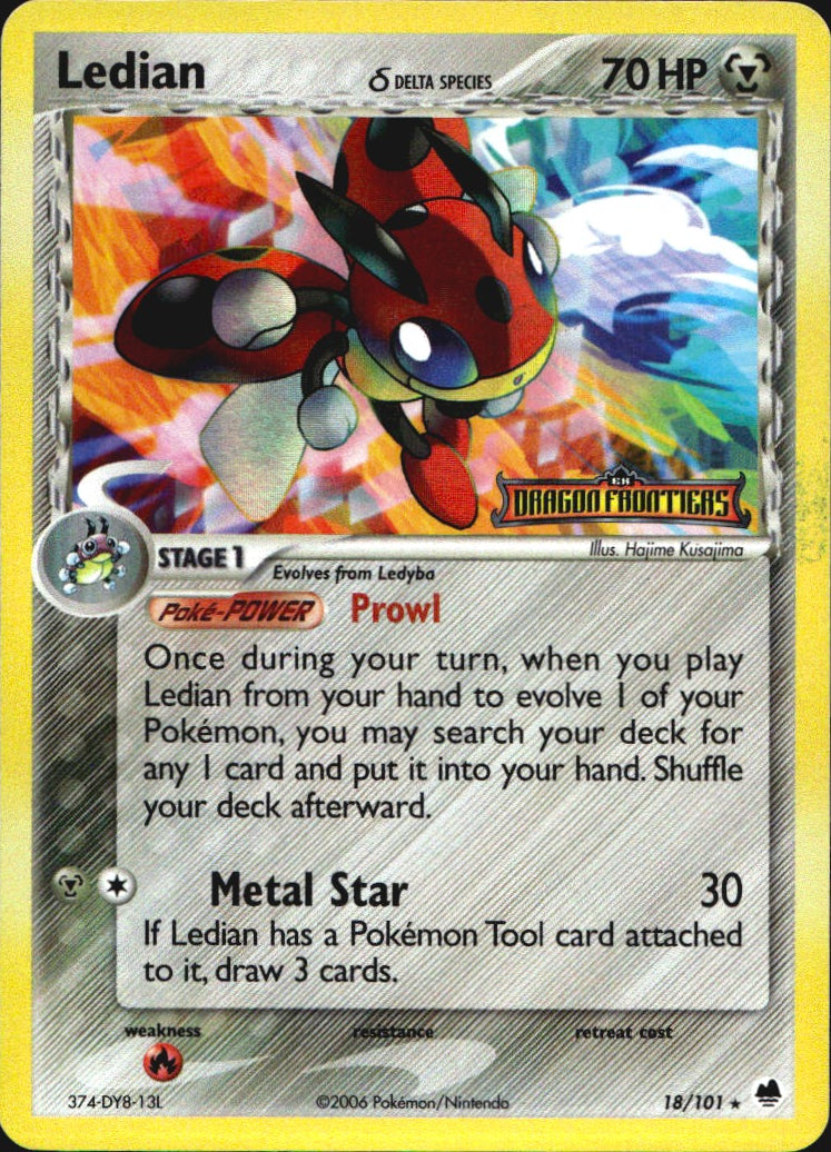 Ledian 18/101 Rare Dragon Frontiers Pokemon Reverse Holo Near Mint